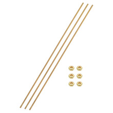 3 Sets Brass Fully Threaded Rod, M3x0.5mm Pitch Right Hand Threads Studs with Solid Brass Hex Nuts, 250mm/10 Long Threaded Screw Rods Fasteners for An