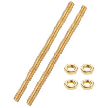 2 Sets Brass Fully Threaded Rod, M8x1.25mm Pitch Right Hand Threads Studs with Solid Brass Hex Nuts, 150mm/6 Long Threaded Screw Rods Fasteners for An
