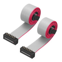 IDC Wire Flat Ribbon Cable FC/FD Connector A-Type 12Pins 2.54mm Pitch 0.5m Length Gray, 2pcs