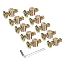 10Pcs Bed Frame Bolts, M8x30mm Hex Socket Head Cap Screws Bolts with Barrel Nuts Hardware Replacement Kit & M5 Hex Wrench for Furniture, Beds, Chair