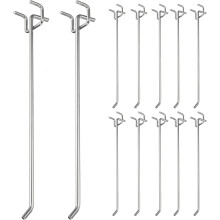12 Pcs Pegboard Hooks, 9.8 Inch Peg Board Hooks Kit Fit 1/5" Pegboard Garage for Hanging Shelving Tool Storage Craft Organizing, Silver Tone (1.2mm Ho