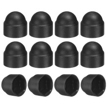 12Pcs Hex Nut Cover, M3x6x9mm Plastic Dome Nut Protection Cap Hex Screws Bolt Covers for Indoor Outdoor Furniture Automotive Bolts Decoration, Black
