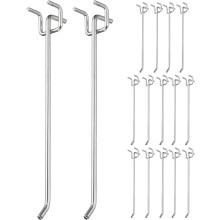 20 Pcs Pegboard Hooks, 7.9 Inch Peg Board Hooks Kit Fit 1/5" Pegboard Garage for Hanging Shelving Tool Storage Craft Organizing, Silver Tone (1mm Hole