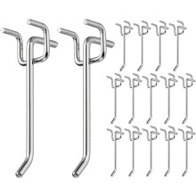 20 Pcs Pegboard Hooks, 3.9 Inch Peg Board Hooks Kit Fit 1/5" Pegboard Garage for Hanging Shelving Tool Storage Craft Organizing, Silver Tone (1mm Hole