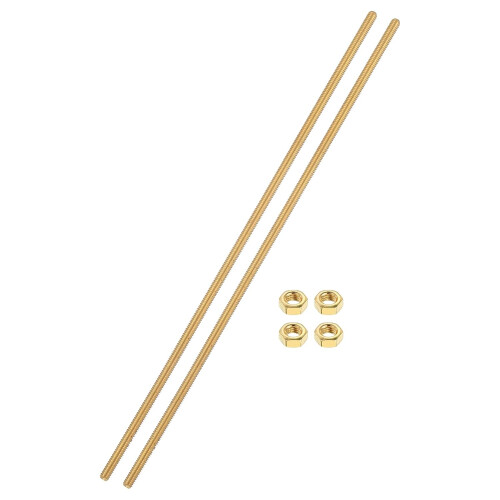 2 Sets Brass Fully Threaded Rod, M4x0.7mm Pitch Right Hand Threads Studs with Solid Brass Hex Nuts, 200mm/8 Long Threaded Screw Rods Fasteners for Anc