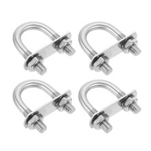 M10 Round U-Bolts, 4 Sets 33mm(1.3 Inner Width 67mm(2.64") Length 201 Stainless Steel U-Clamp Bolt with Plates & Nuts for Automobile, Trailer, Boat Tr