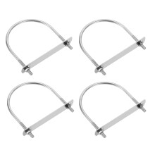 M6 Round U-Bolts, 4 Sets 89mm(3.5") Inner Width 110mm(4.33") Length 201 Stainless Steel U-Clamp Bolt with Plates & Nuts for Automobile, Trailer, Boat