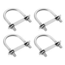 M10 Round U-Bolts, 4 Sets 57mm(2.24 Inner Width 90mm(3.54") Length 201 Stainless Steel U-Clamp Bolt with Plates & Nuts for Automobile, Trailer, Boat T