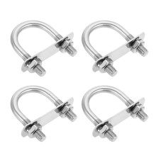 M10 Round U-Bolts, 4 Sets 42mm(1.65 Inner Width 74mm(2.91") Length 201 Stainless Steel U-Clamp Bolt with Plates & Nuts for Automobile, Trailer, Boat T