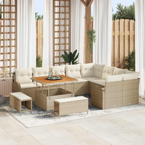 VidaXL vidaXL Gartensofa-set 12 stk. Beige Poly-Rattan
