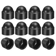 12Pcs Hex Nut Cover, M8x14x17.5mm Plastic Dome Nut Protection Cap Hex Screws Bolt Covers for Indoor Outdoor Furniture Automotive Bolts Decoration, Bla