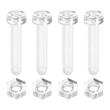 100 Sets Clear Acrylic Screws and Nuts Kit, M4 x 20mm PC Transparent Round Head Phillips Bolts with Hex Nuts, Bolts and Nuts Kit for Machine Electroni
