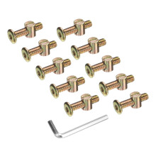 10Pcs Bed Frame Bolts, M8x35mm Hex Socket Head Cap Screws Bolts with Barrel Nuts Hardware Replacement Kit & M5 Hex Wrench for Furniture, Beds, Chair