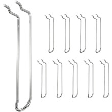 10 Pcs Pegboard Hooks, 5.9 Inch Peg Board Hooks Kit Fit 1/6" Pegboard Garage for Hanging Shelving Tool Storage Craft Organizing, Silver Tone