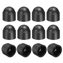 12Pcs Hex Nut Cover, M12x18x23mm Plastic Dome Nut Protection Cap Hex Screws Bolt Covers for Indoor Outdoor Furniture Automotive Bolts Decoration, Blac