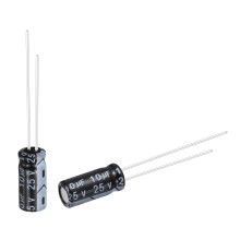 50pcs 10uF 25V 5x11mm Electrolytic Capacitor Radial Leads Aluminum mfd Micro Farad Capacitors for Power Supplies Audio Amplifiers Lighting Systems Cir