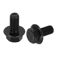 20pcs M5-0.8 x 10mm Metric Flange Hex Cap Bolt Partial Thread DIN 6921 Flanged Bolts Hexagon Screws Carbon Steel Black Oxide Plated Black