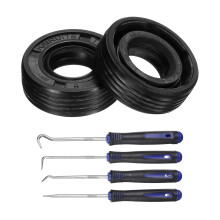 2Pcs Oil Seal, 12x25x8mm TC Nitrile Rubber Double Lip Cover with Hook Kit and Spring for Mechanical Automobile Bearing Shaft, Black