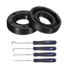 2Pcs Oil Seal, 15x30x7mm TC Nitrile Rubber Double Lip Cover with Hook Kit and Spring for Mechanical Automobile Bearing Shaft, Black