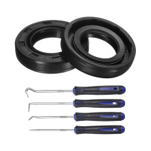 2Pcs Oil Seal, 20x35x7mm TC Nitrile Rubber Double Lip Cover with Hook Kit and Spring for Mechanical Automobile Bearing Shaft, Black