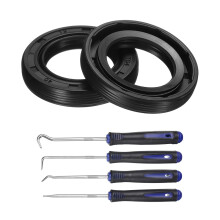 2Pcs Oil Seal, 25x40x7mm TC Nitrile Rubber Double Lip Cover with Hook Kit and Spring for Mechanical Automobile Bearing Shaft, Black