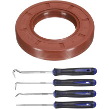 Oil Seal, 35x62x10mm TC Fluorine Rubber Double Lip Cover with Hook Kit and Spring for Mechanical Automobile Bearing Shaft, Brown