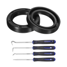 2Pcs Oil Seal, 25x37x7mm TC Nitrile Rubber Double Lip Cover with Hook Kit and Spring for Mechanical Automobile Bearing Shaft, Black