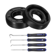 2Pcs Oil Seal, 12x25x7mm TC Nitrile Rubber Double Lip Cover with Hook Kit and Spring for Mechanical Automobile Bearing Shaft, Black