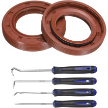 2Pcs Oil Seal, 25x42x7mm TC Fluorine Rubber Double Lip Cover with Hook Kit and Spring for Mechanical Automobile Bearing Shaft, Brown