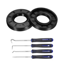2Pcs Oil Seal, 25x52x8mm TC Nitrile Rubber Double Lip Cover with Hook Kit and Spring for Mechanical Automobile Bearing Shaft, Black