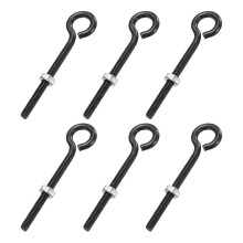 6 Pack Eye Bolts, M4 x 60mm 304 Stainless Steel Threaded Eyebolt Black Eye Hooks with Nut for Hanging or Securing Cables