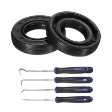 2Pcs Oil Seal, 16x30x7mm TC Nitrile Rubber Double Lip Cover with Hook Kit and Spring for Mechanical Automobile Bearing Shaft, Black