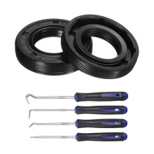 2Pcs Oil Seal, 19x35x7mm TC Nitrile Rubber Double Lip Cover with Hook Kit and Spring for Mechanical Automobile Bearing Shaft, Black