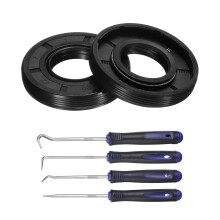 2Pcs Oil Seal, 20x42x7mm TC Nitrile Rubber Double Lip Cover with Hook Kit and Spring for Mechanical Automobile Bearing Shaft, Black