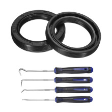 2Pcs Oil Seal, 30x42x7mm TC Nitrile Rubber Double Lip Cover with Hook Kit and Spring for Mechanical Automobile Bearing Shaft, Black