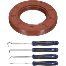 Oil Seal, 35x62x8mm TC Fluorine Rubber Double Lip Cover with Hook Kit and Spring for Mechanical Automobile Bearing Shaft, Brown