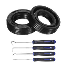 2Pcs Oil Seal, 14x24x7mm TC Nitrile Rubber Double Lip Cover with Hook Kit and Spring for Mechanical Automobile Bearing Shaft, Black