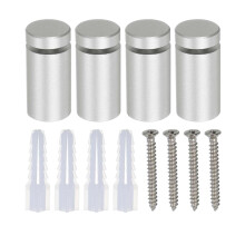 4 Pcs 0.6" x 0.8"Standoff Screws Aluminum Alloy Wall Mount Sign Mounting Hardware Kit with 4pcs Screws for Hanging Acrylic Glass Signs, Silver