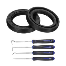 2Pcs Oil Seal, 25x37x6mm TC Nitrile Rubber Double Lip Cover with Hook Kit and Spring for Mechanical Automobile Bearing Shaft, Black