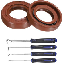 2Pcs Oil Seal, 17x30x7mm TC Fluorine Rubber Double Lip Cover with Hook Kit and Spring for Mechanical Automobile Bearing Shaft, Brown