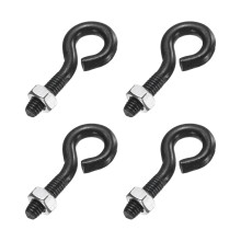 4 Pack Eye Bolts, M6 x 25mm 304 Stainless Steel Threaded Eyebolt Black Eye Hooks with Nut for Hanging or Securing Cables