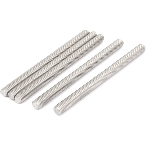 M10 x 140mm 304 Stainless Steel Fully Threaded Rods Bar Studs Hardware 5 Pcs