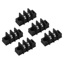 5 Pcs 2 Positions Terminal Block 300V 25A 9.5mm Pitch Single Rows 2 Circuits DIN Row Screw Terminals Strip