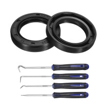 2Pcs Oil Seal, 28x42x7mm TC Nitrile Rubber Double Lip Cover with Hook Kit and Spring for Mechanical Automobile Bearing Shaft, Black