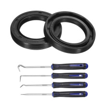 2Pcs Oil Seal, 30x45x7mm TC Nitrile Rubber Double Lip Cover with Hook Kit and Spring for Mechanical Automobile Bearing Shaft, Black