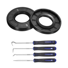 2Pcs Oil Seal, 25x52x7mm TC Nitrile Rubber Double Lip Cover with Hook Kit and Spring for Mechanical Automobile Bearing Shaft, Black