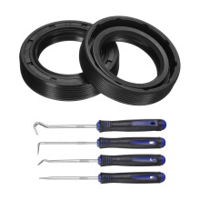 2Pcs Oil Seal, 30x45x10mm TC Nitrile Rubber Double Lip Cover with Hook Kit and Spring for Mechanical Automobile Bearing Shaft, Black