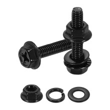 M4 x 20mm Phillips Flanged Hex Head Bolts, 20Pcs 304 Stainless Steel Flange Hexagon Screws with Nuts, Flat & Lock Washers, Fully Threaded, for Machine