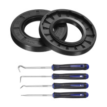 2Pcs Oil Seal, 30x55x7mm TC Nitrile Rubber Double Lip Cover with Hook Kit and Spring for Mechanical Automobile Bearing Shaft, Black