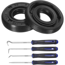 2Pcs Oil Seal, 10x22x5mm TC Nitrile Rubber Double Lip Cover with Hook Kit and Spring for Mechanical Automobile Bearing Shaft, Black